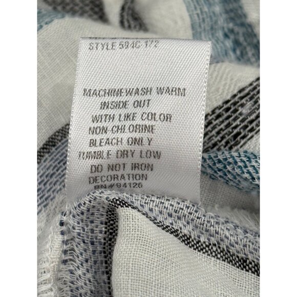 CP Shades Striped Linen Long Sleeve Tunic Top White Blue Womens Size XS - Picture 8 of 8